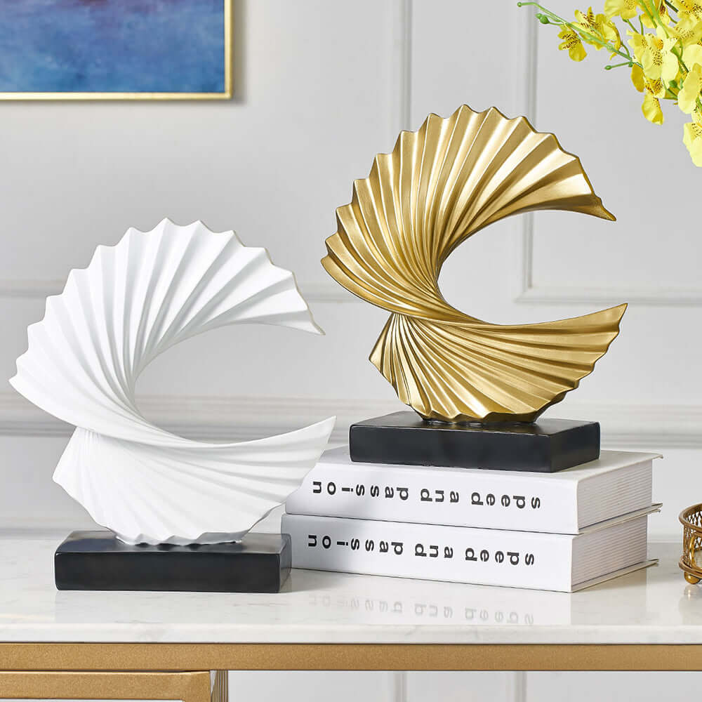 Måneskulptur Pynt Figur Halvmåne Moderne Guld Hvid