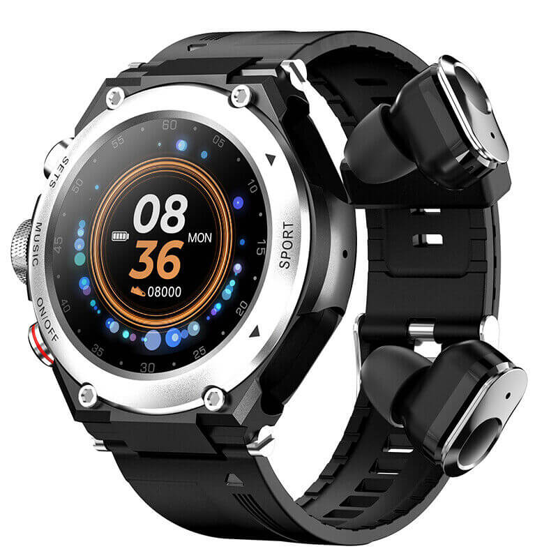 Smartwatch med Øretelefoner - Fitness Tracker & Helsemonitor