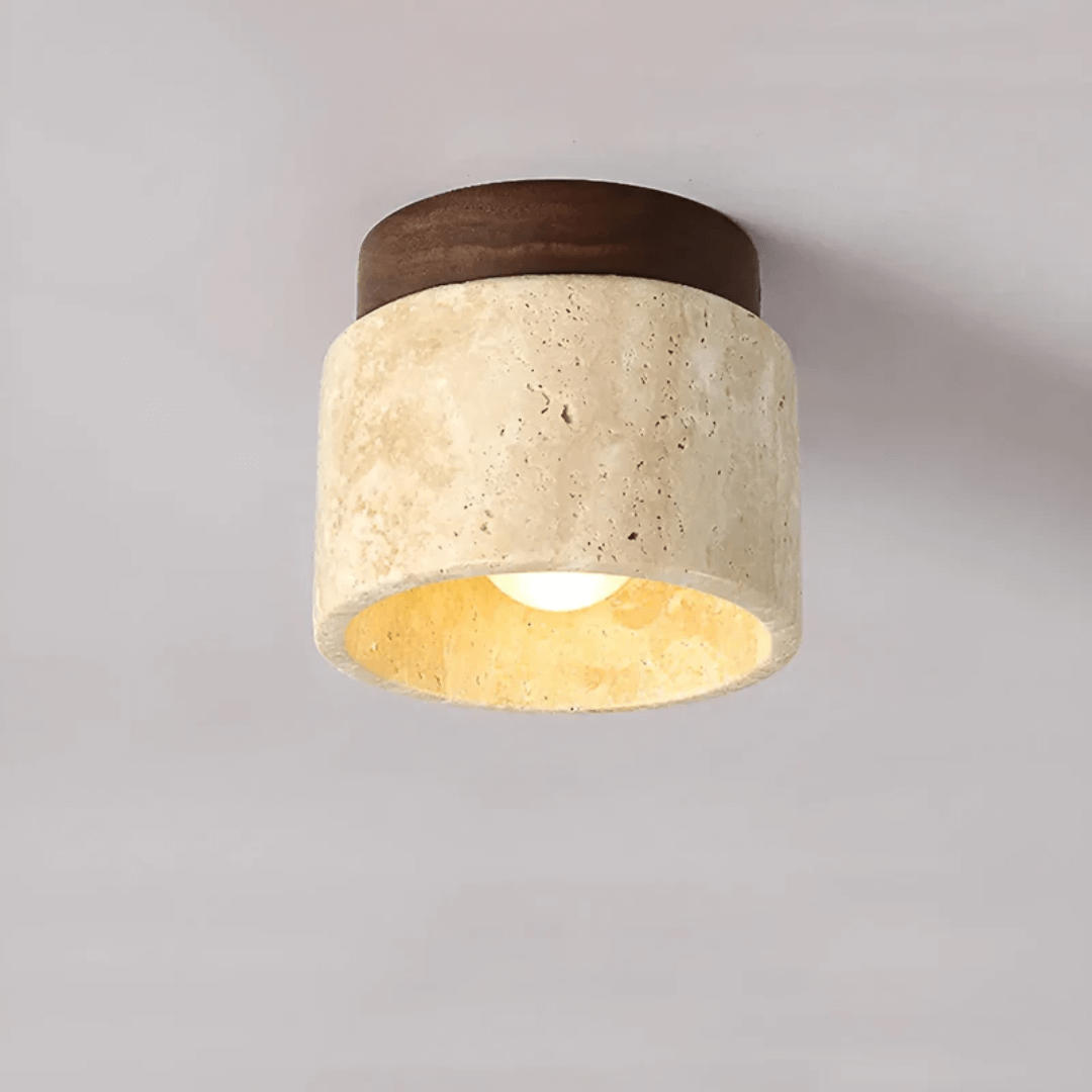 Rustik loftlampe i travertin og marmor design
