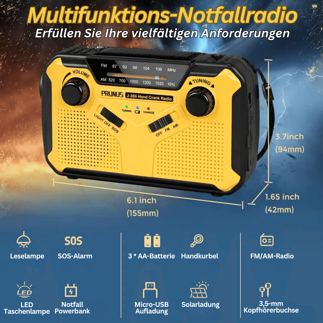 Multifunktions Nødradio med Håndsving og Solceller