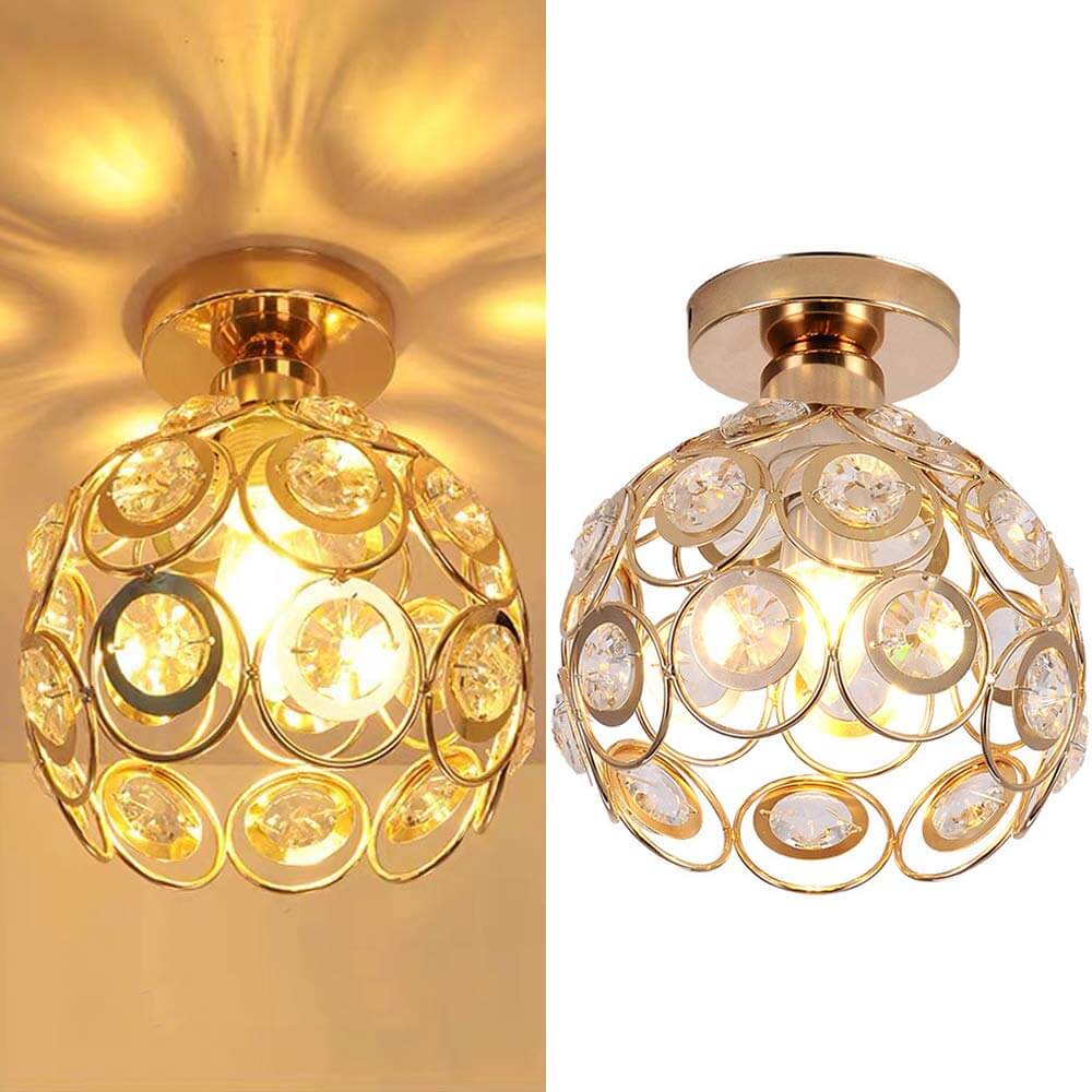 Luksuriøs kugleloftlampe i guld