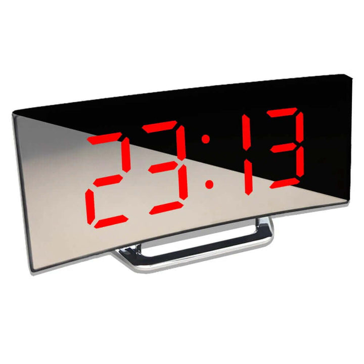 Moderne LED-digitalt vækkeur med buet design