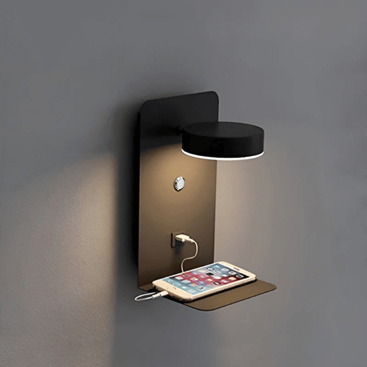 Moderne LED-væglampe med USB-opladningsport