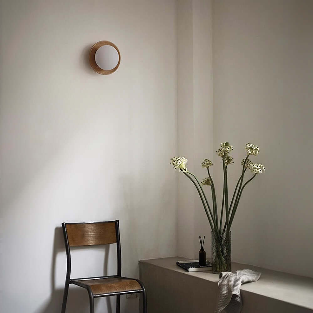 Minimalistisk Væglampe Hvid Naturtræ