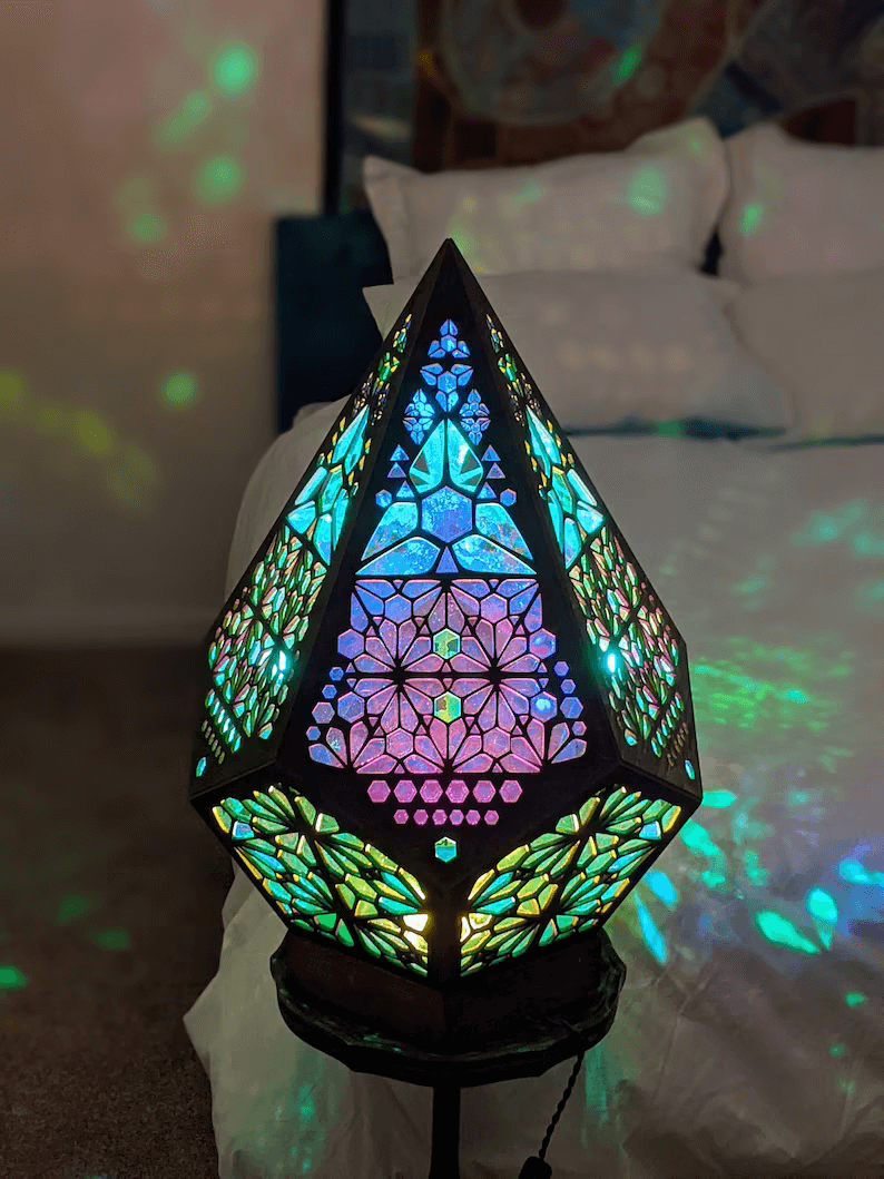LED Bordlys Glas-i-Blok Stjernehimmeldesign