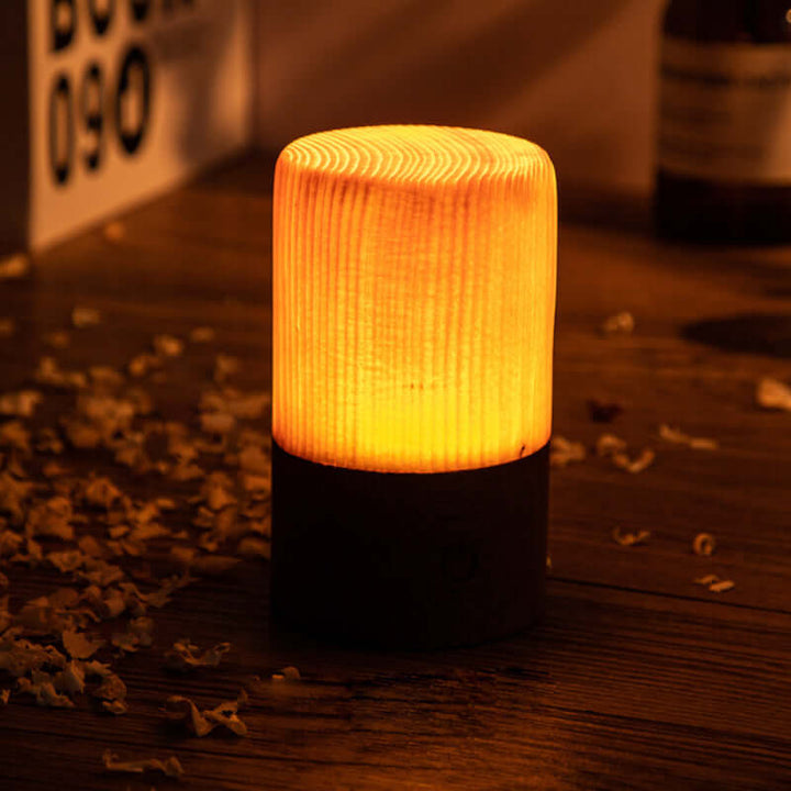LED Bordlampe i Trælook med Batteri og Touch