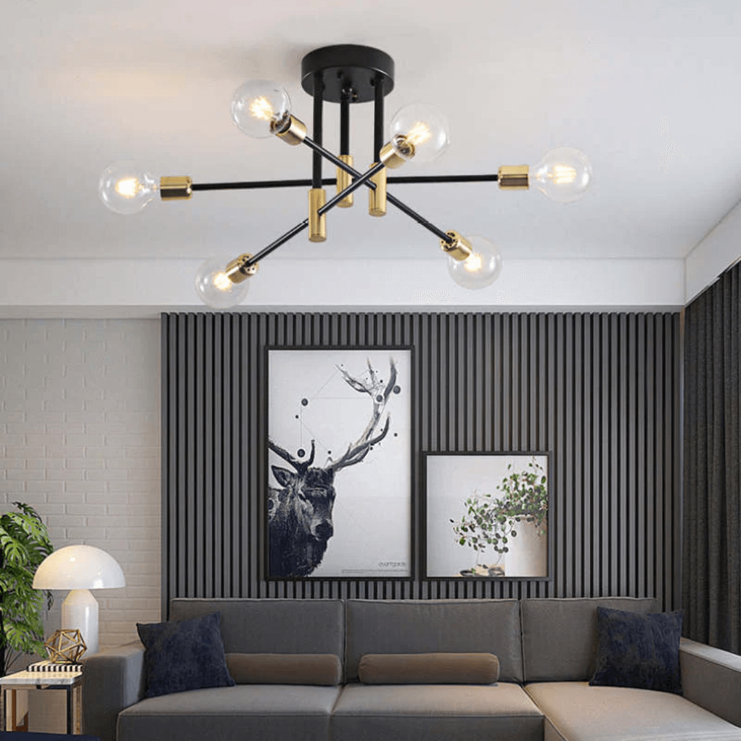 Elegant LED Loft Plafondlampe i Sort-Guld