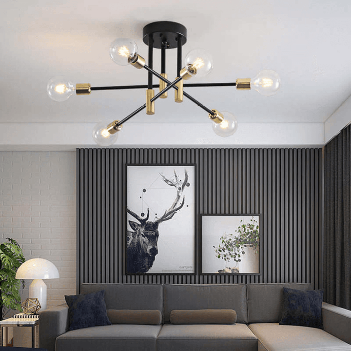 Elegant LED Loft Plafondlampe i Sort-Guld