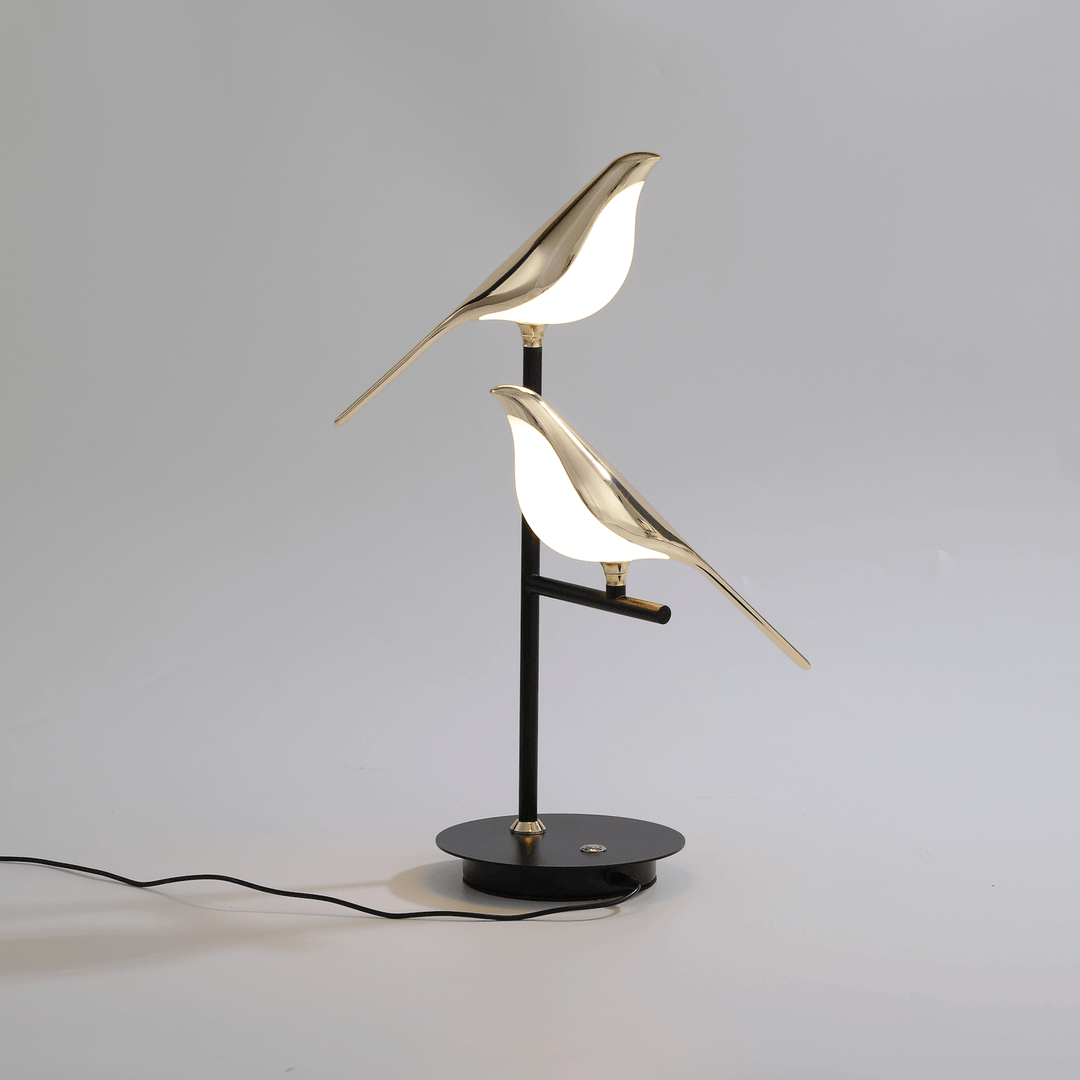 Moderne LED-bordlampe med fugledesign