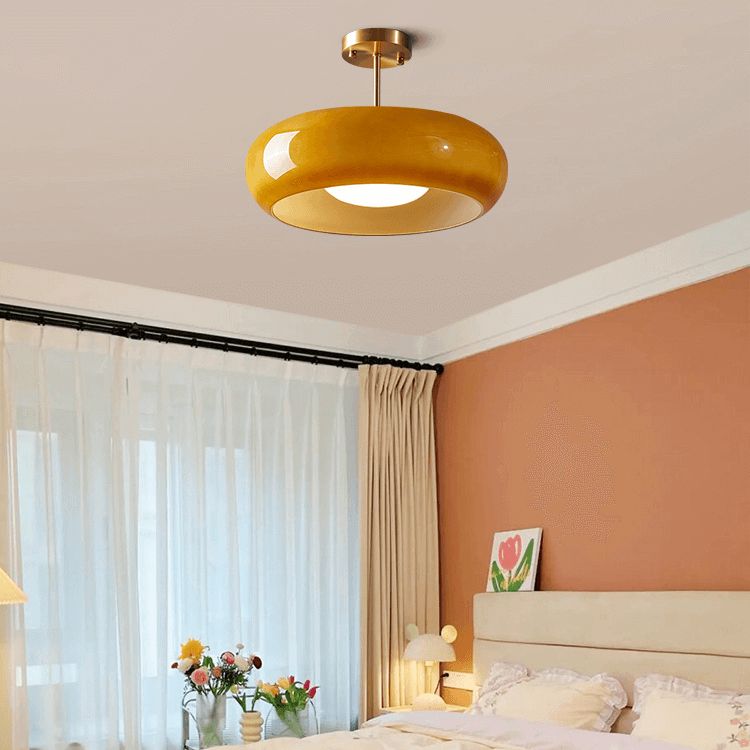 Vintage loft loftlampe med orange glasskærm