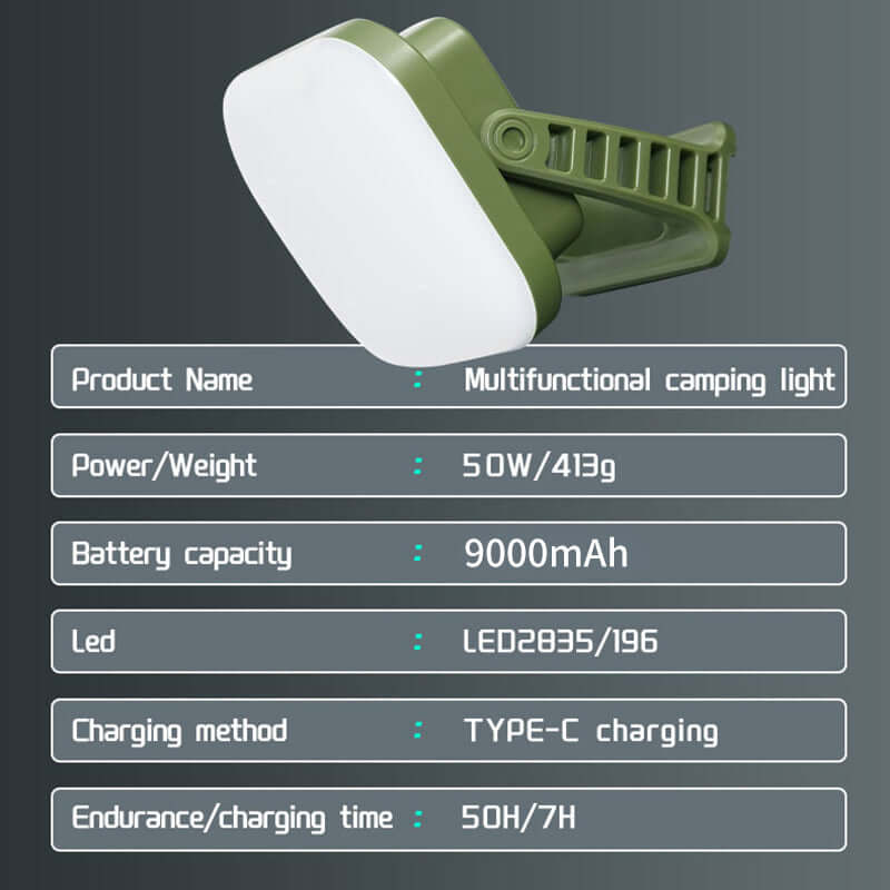 80W LED Solar Campinglampe med Magnet & Zoom