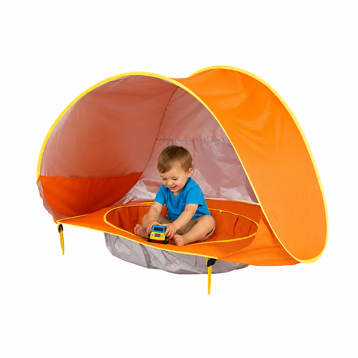 Baby UV-beskyttelses strandtelt med pool