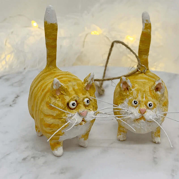 Håndlavet juletræsornament med kat