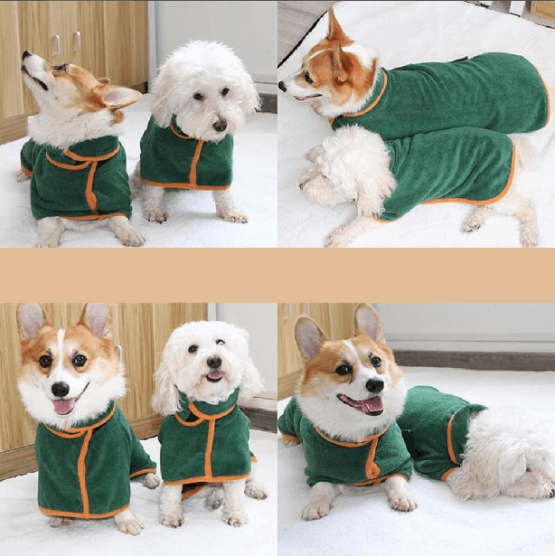 Hunde-badekåbe i mikrofiber til hurtig tørring