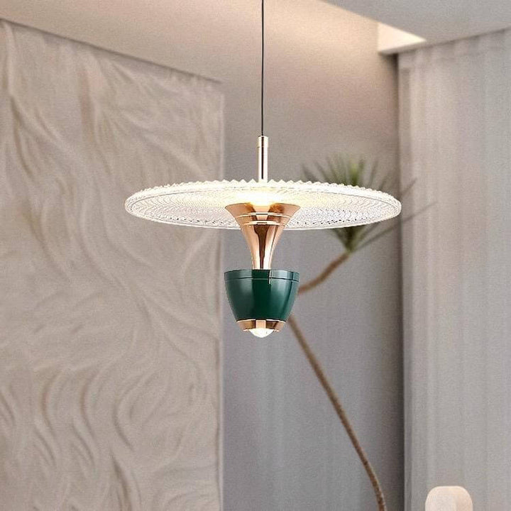 Moderne LED-pendellampe, diskformet