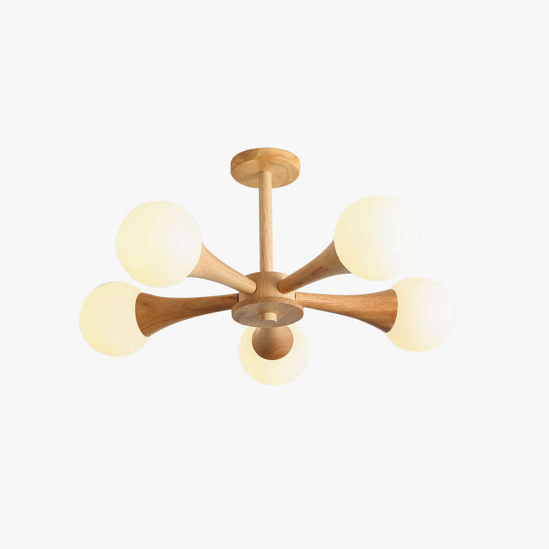 Træ lysekrone loftslampe med 3-5 hoveder