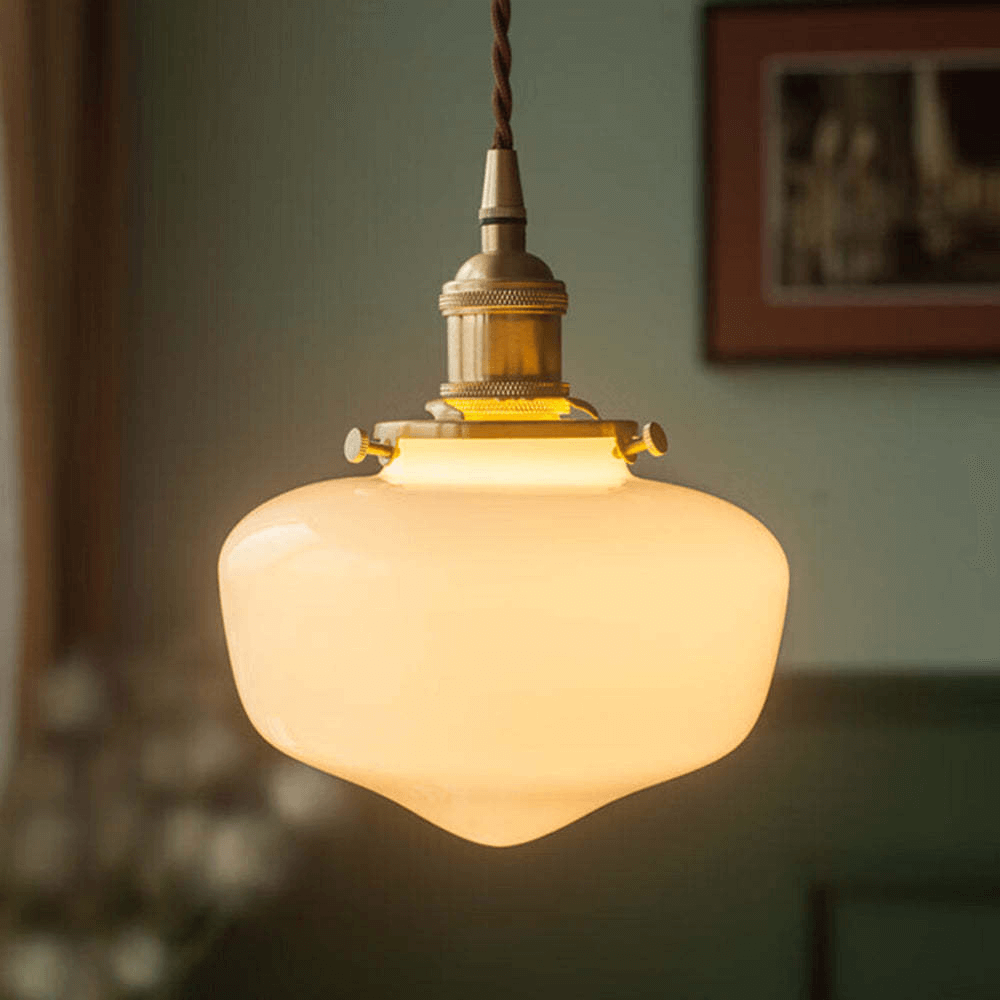 Retro Pendellampe i Messing og Glas