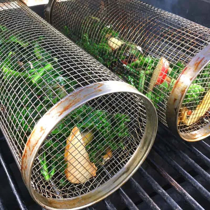 Roterende grillkurv i rustfrit stål