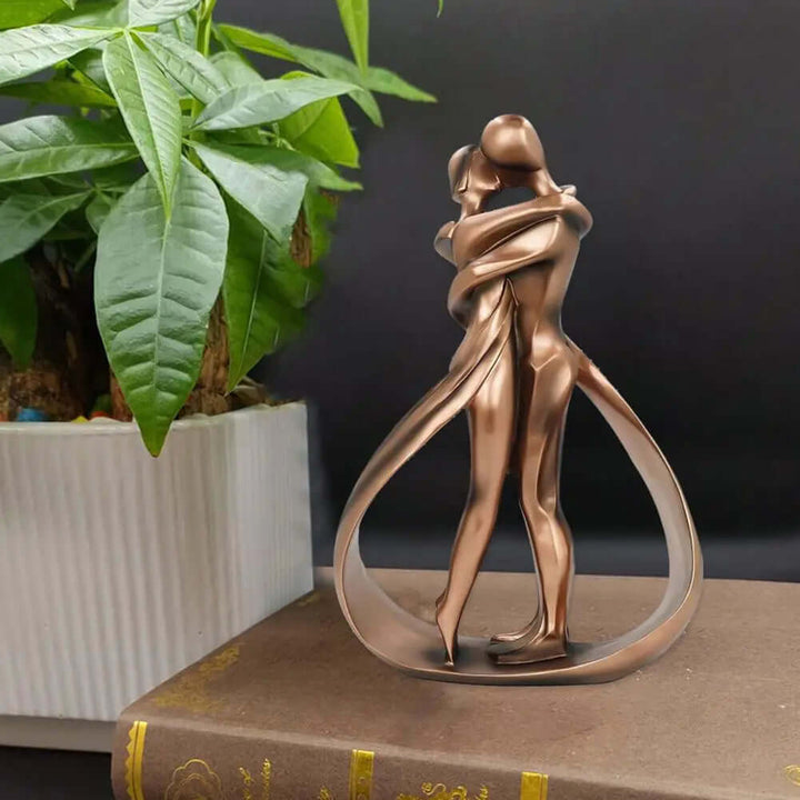 Seraphina kærlighedsfigurer skulptur i bronzeharpiks, der symboliserer samhørighed