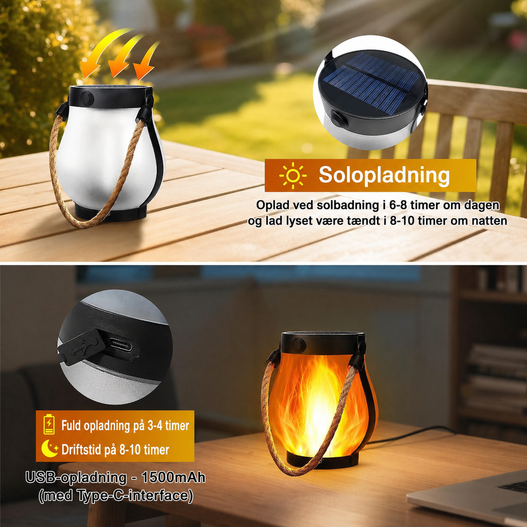 Glødflamme Solcellelampe – Skab Hygge og Magisk Stemning Ude