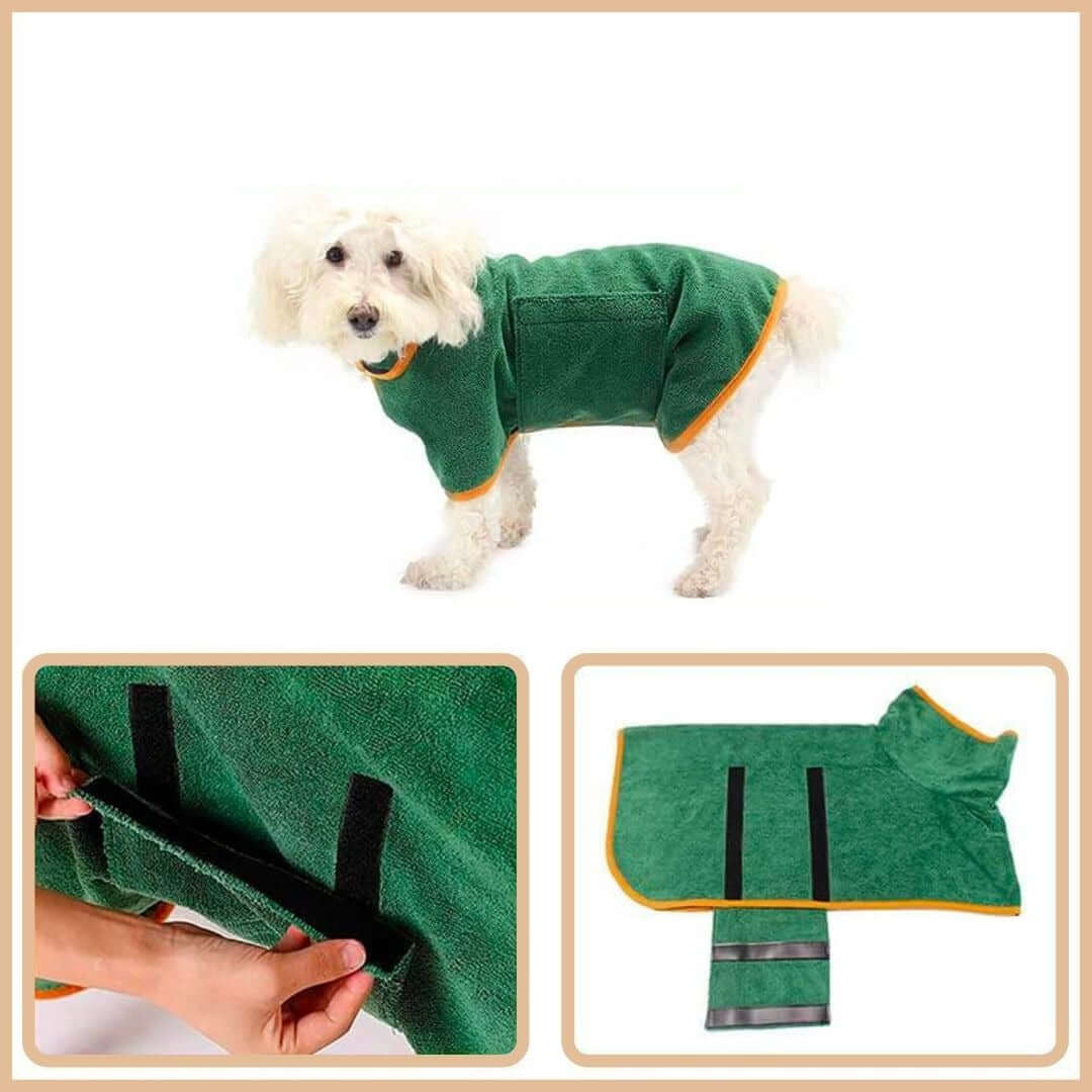 Hunde-badekåbe i mikrofiber til hurtig tørring