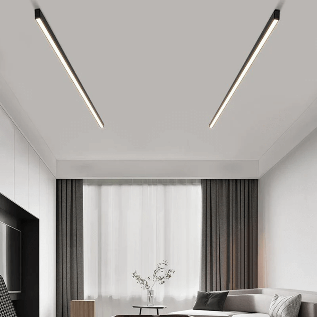 Lineær LED loftslampe i industrielt design