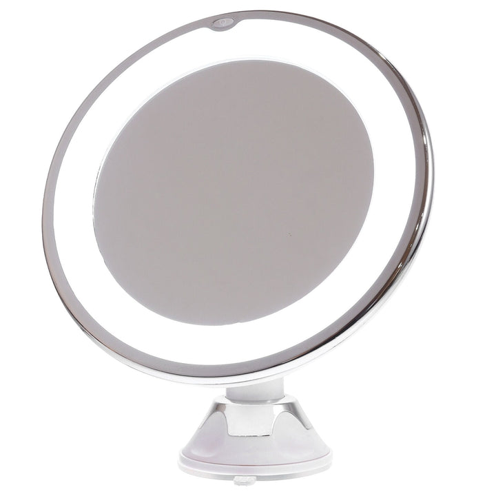 Elegant 10x forstørrelsesspejl med LED og rotation. En praktisk gave til makeup og personlig pleje.