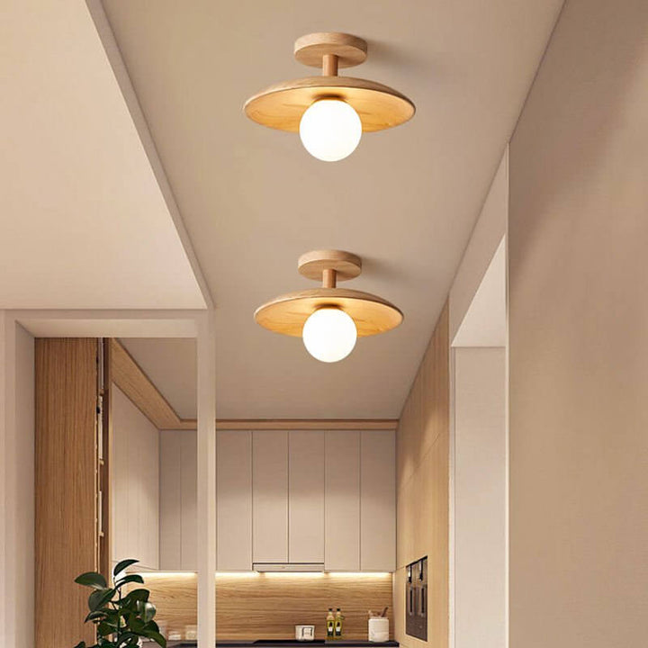 Japansk Loftslampe i Trædesign