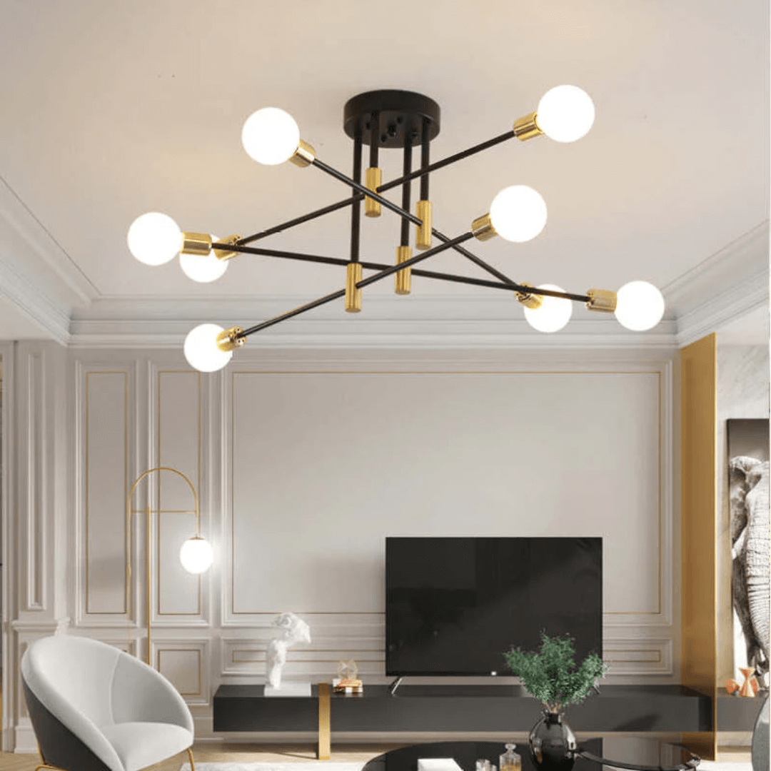 Elegant LED Loft Plafondlampe i Sort-Guld