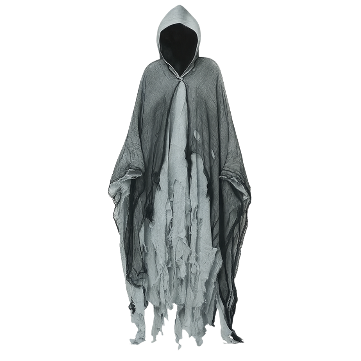 Mænds skræmmende skelet Halloween kappe med hætte. Perfekt herre kostume til cosplay og temafester.