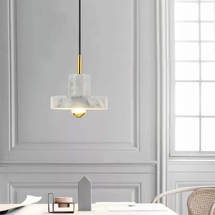 Marmor Pendellampe med Integreret LED-Lys