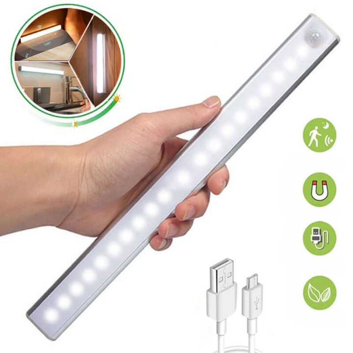 LED natlampe med bevægelsessensor - Genopladelig