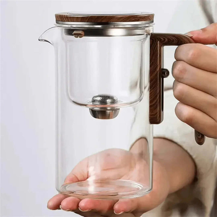 Glas tekande med træhåndtag - elegant teglæde