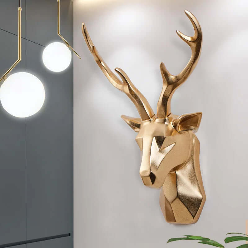 3D Geometrisk Hjortehoved Vægdekoration - Moderne Design