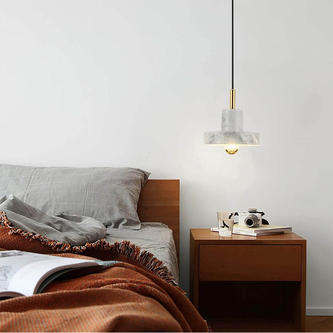 Marmor Pendellampe med Integreret LED-Lys