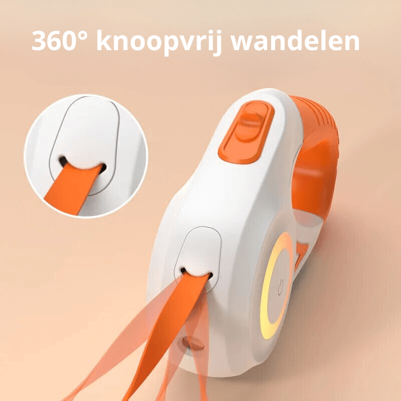 Hundesnor med LED og indbygget lommelygte, 5m