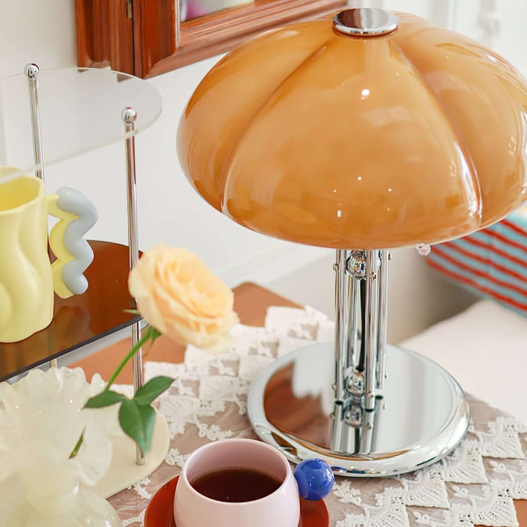 Svamp Design Bordlampe Glas Ravfarvet