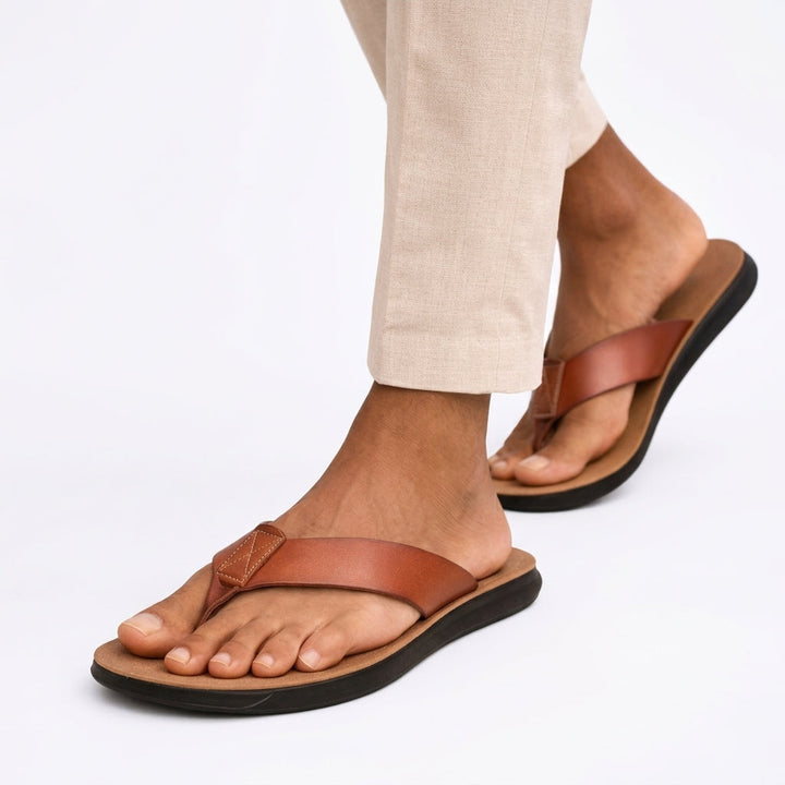 Stilfulde og komfortable herre sandaler med tårem, perfekt til mænds sommergarderobe.