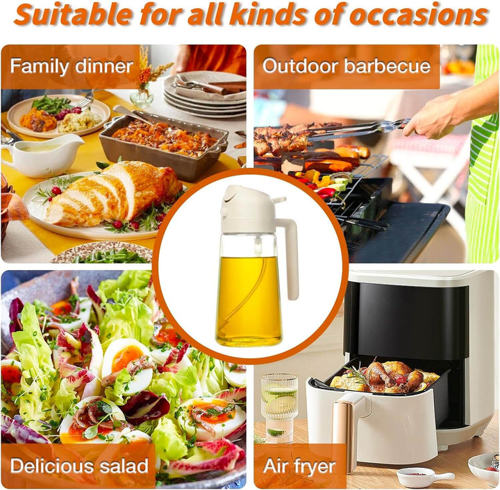 2-i-1 Oliespray & -dispenser, 470 ml glasflaske