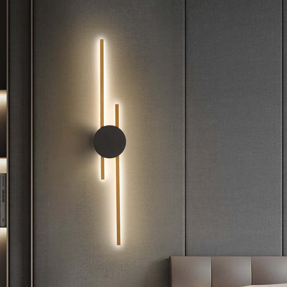 Moderne industriel LED væglampe i sort og guld