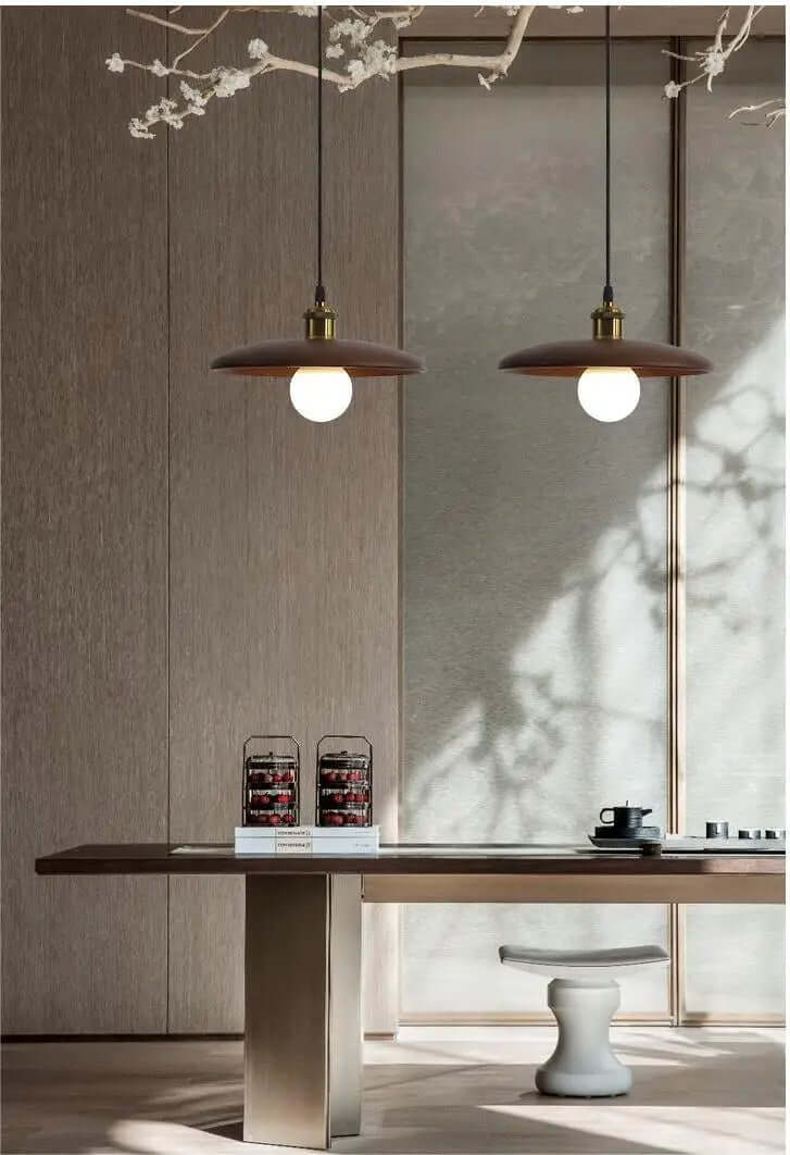 Træ loftslampe pendellampe LED varmhvid