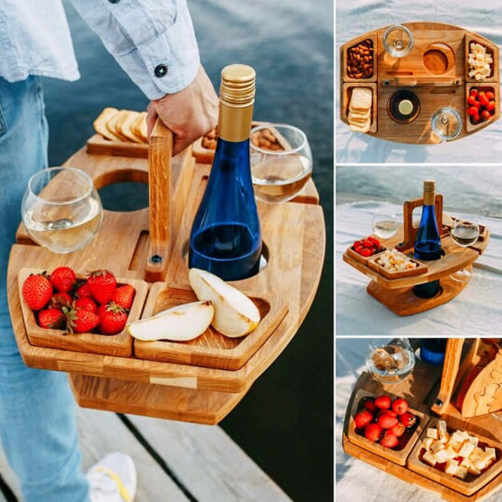 Bærbart Picnicbord med Vinglasholder