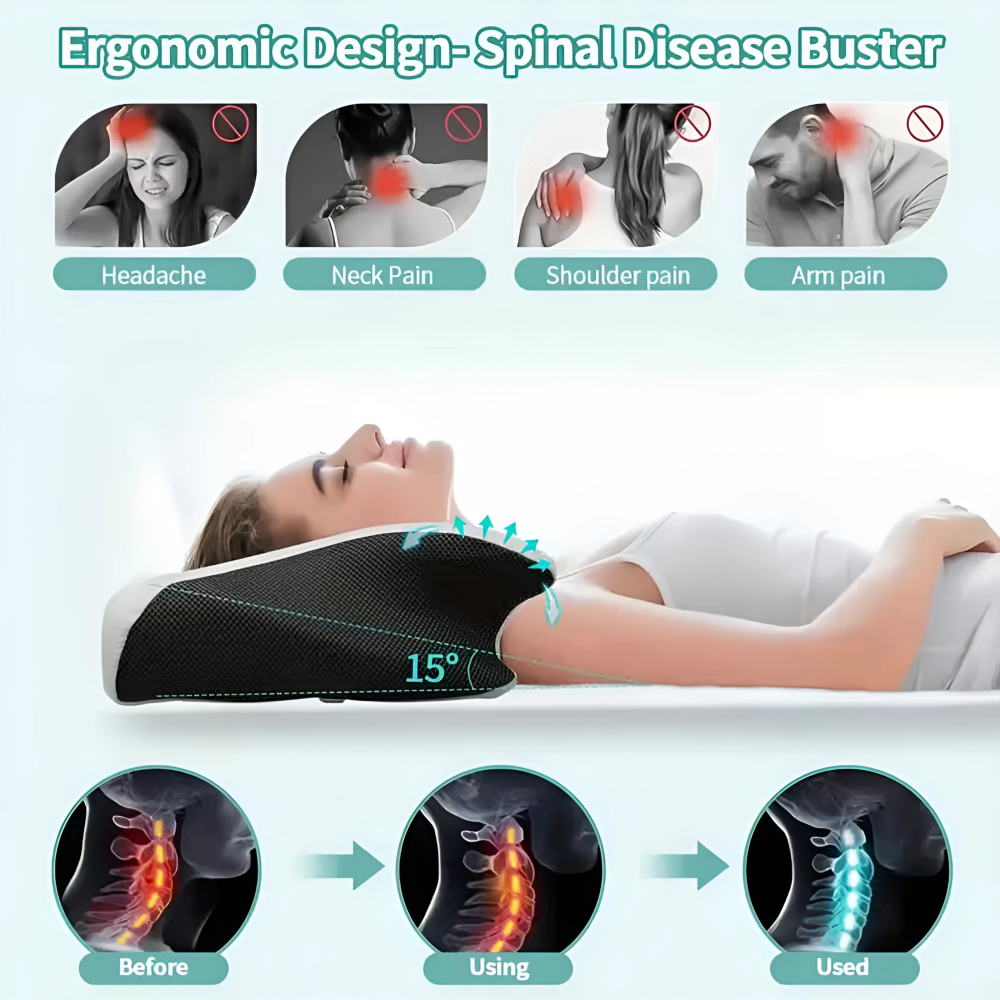 Ergonomisk memory foam hovedpude for optimal nakke- & rygsmerter lindring. Bedre søvn og komfort.