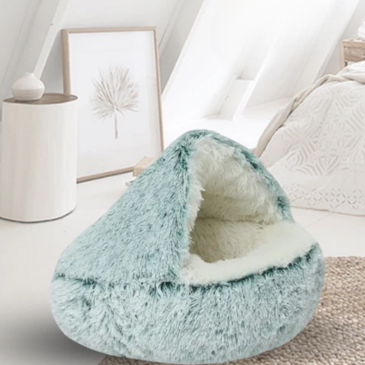 Luksuriøs blød plys katteseng i donut design for ultimativ hygge.
