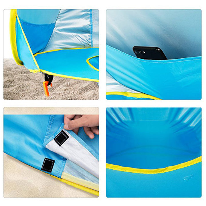 Baby UV-beskyttelses strandtelt med pool