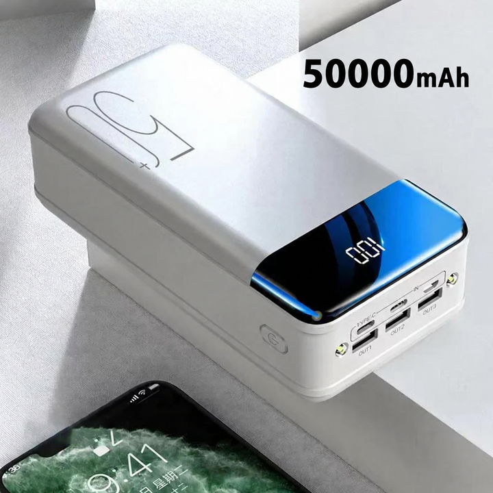 Bærbar Powerbank 50.000mAh - Hurtigopladning