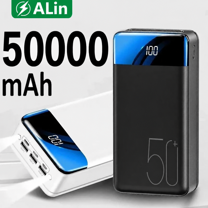 Bærbar Powerbank 50.000mAh - Hurtigopladning
