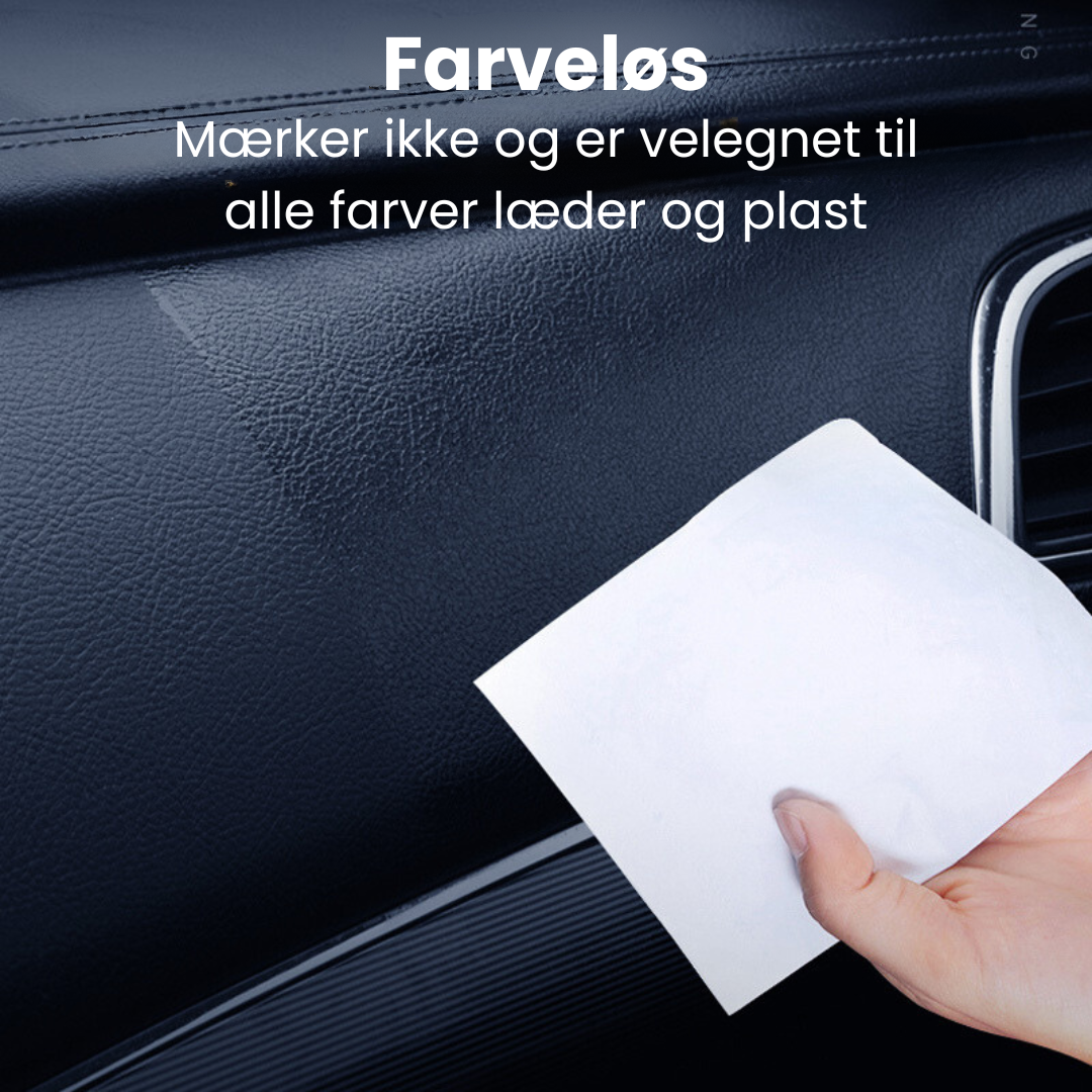 Genskab glansen på dit bilinteriør. Denne universalcreme plejer læder & plastik og beskytter mod fremtidig slid.