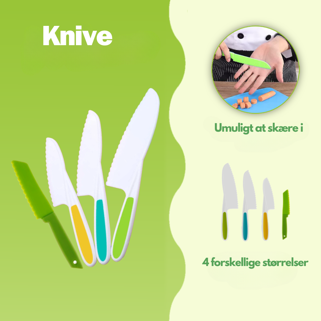 Robust børnekøkkensæt med køkkenredskaber i BPA-fri plast. Ideelt til timevis af sjov og kreativ leg.