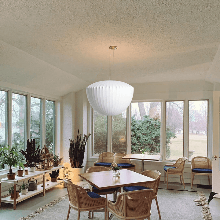 Moderne loftslampe i silke og stål
